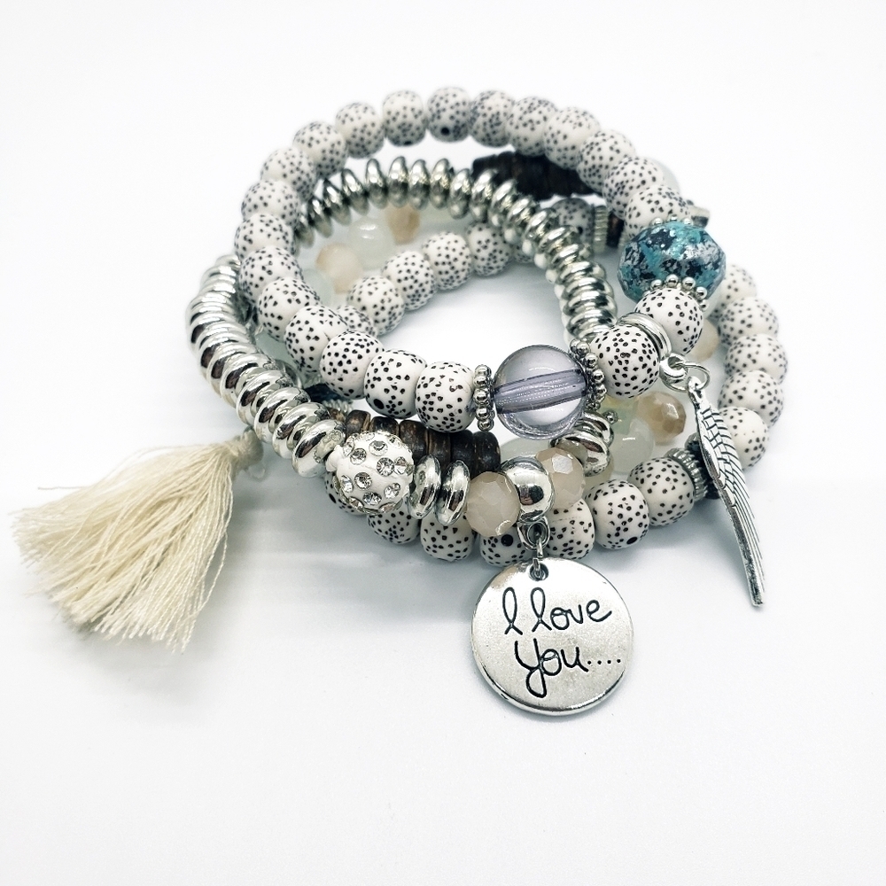 Beaded Multi-layer Bracelet With Tassel 4 Bracelet Set - Picture 5 of 11